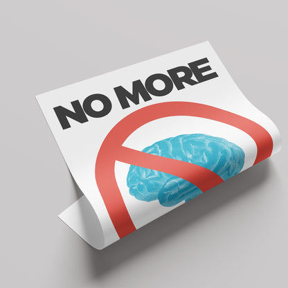 「No More Thinking」グラフィックポスター ホワイト - Ink Jp