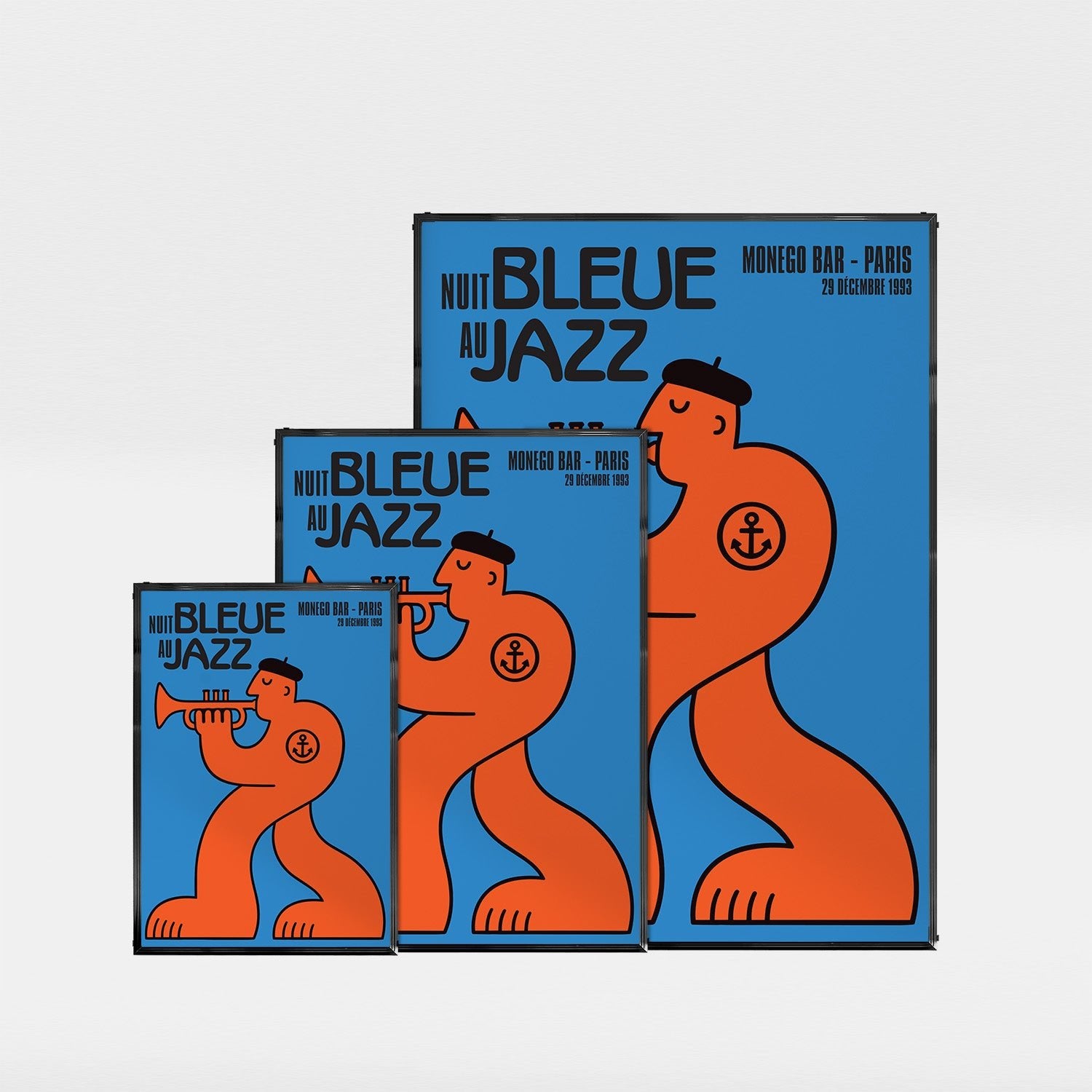 「NUIT BLEUE au JAZZ」ミュージックイベントポスター - Ink Jp