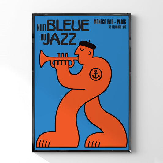 「NUIT BLEUE au JAZZ」ミュージックイベントポスター - Ink Jp
