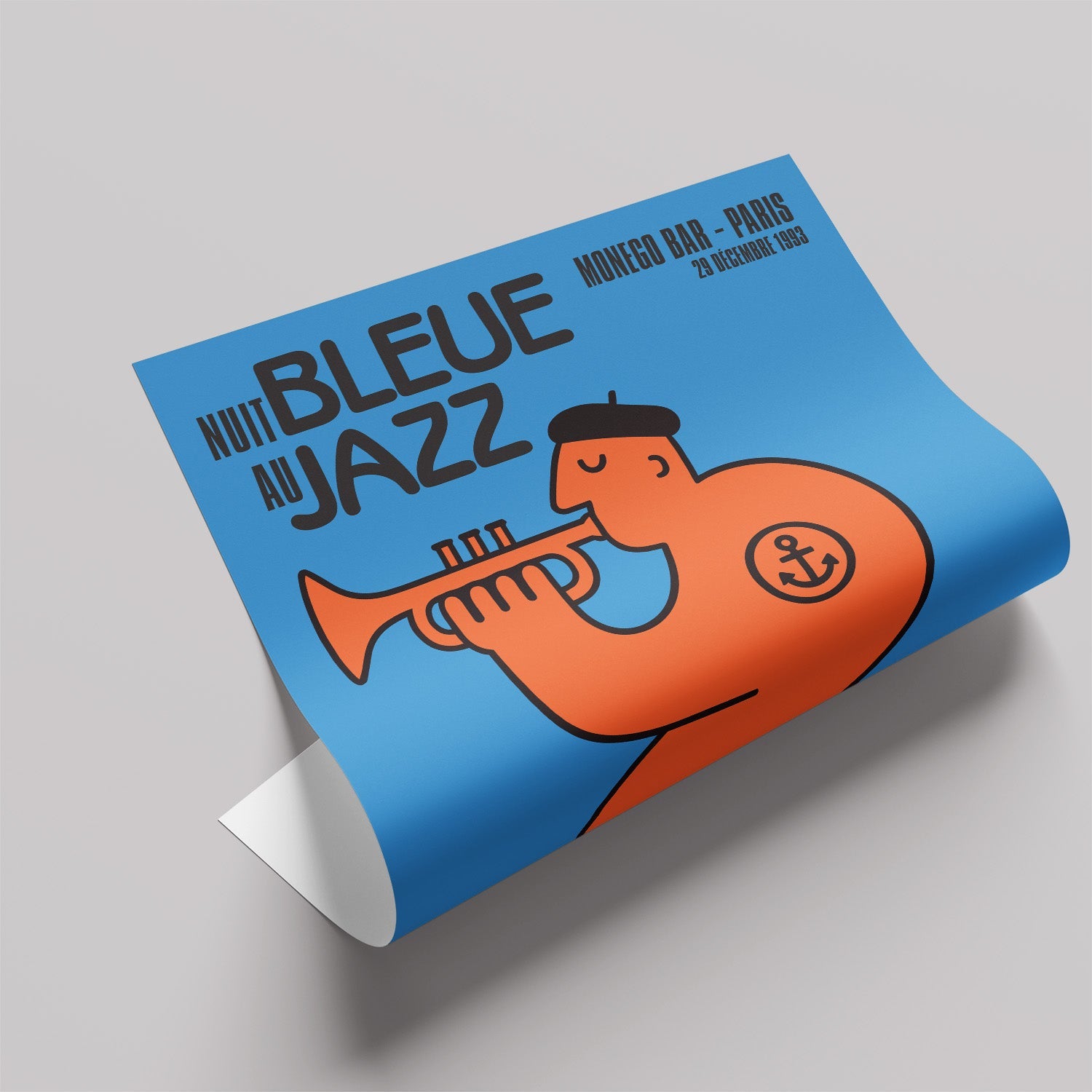 「NUIT BLEUE au JAZZ」ミュージックイベントポスター - Ink Jp