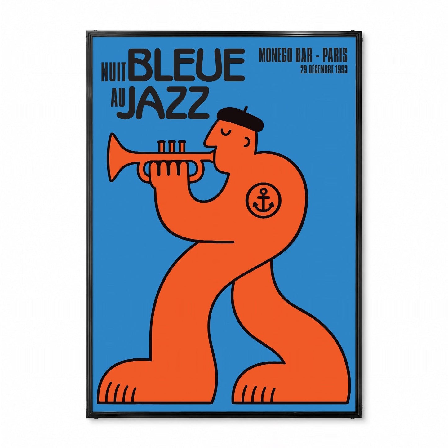 「NUIT BLEUE au JAZZ」ミュージックイベントポスター - Ink Jp