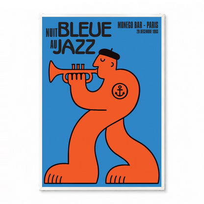 「NUIT BLEUE au JAZZ」ミュージックイベントポスター - Ink Jp