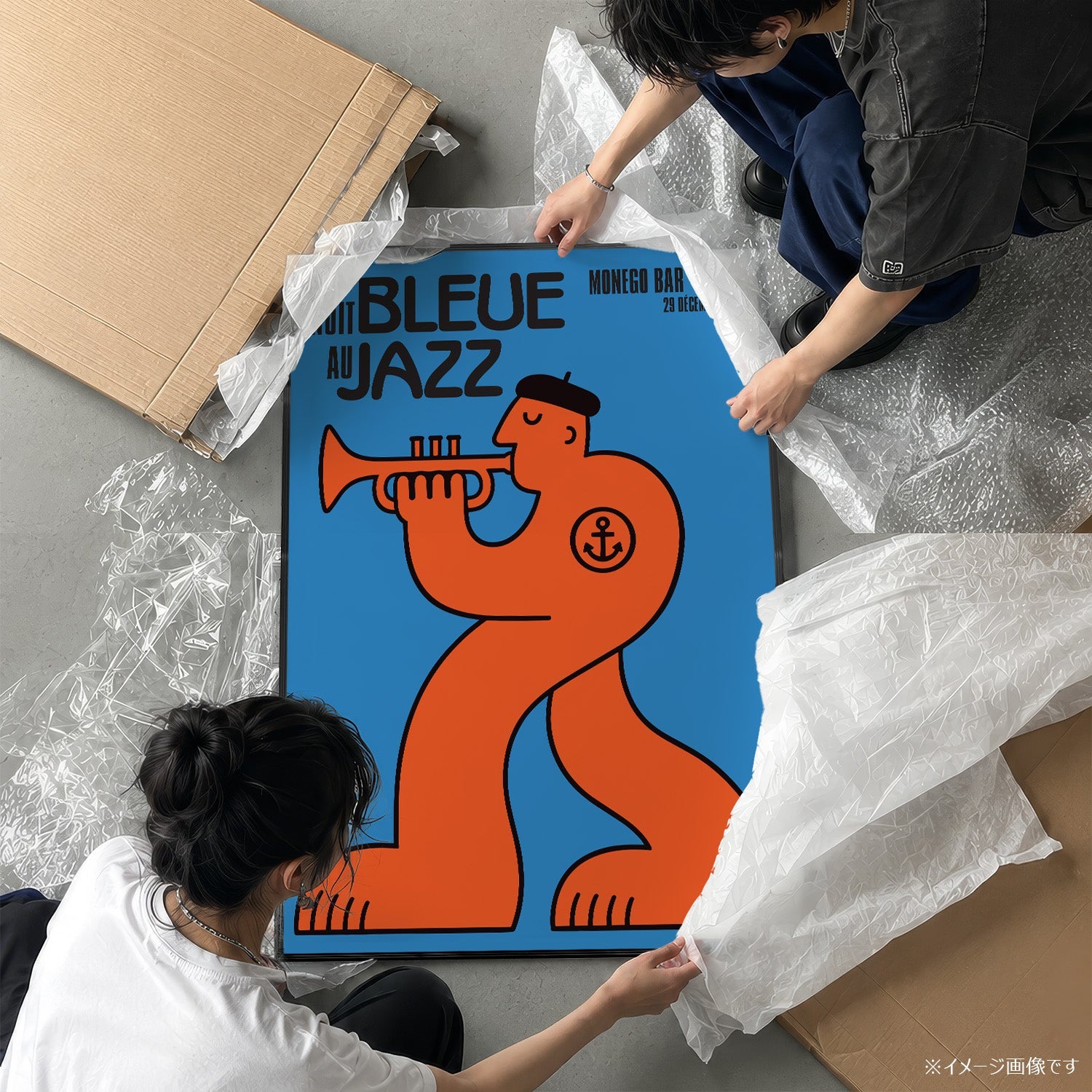 「NUIT BLEUE au JAZZ」ミュージックイベントポスター - Ink Jp