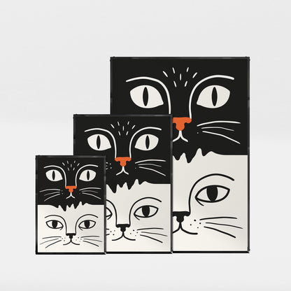 「白と黒の猫」アートポスター - Ink Jp