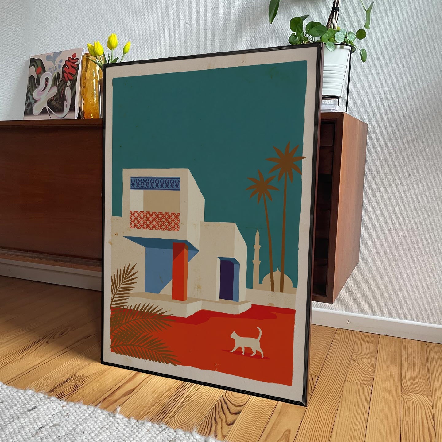 「砂漠の猫」ヴィンテージトラベルアートポスター - Ink Jp