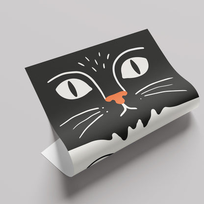 「白と黒の猫」アートポスター - Ink Jp