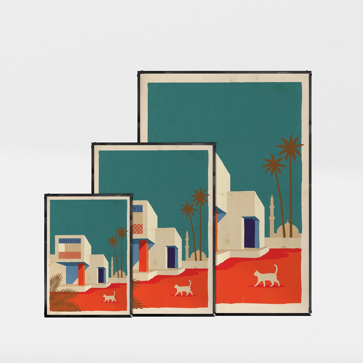 「砂漠の猫」ヴィンテージトラベルアートポスター - Ink Jp