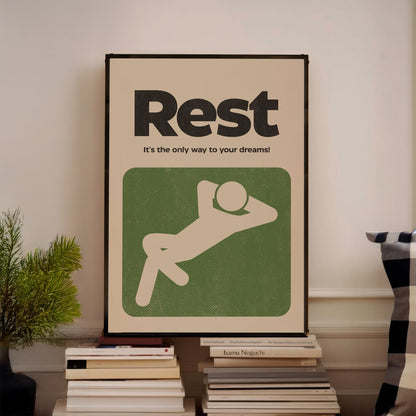 「Rest」ミニマリストポスター - Ink Jp