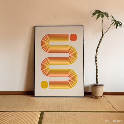 「Retro Wave Flow」ミッドセンチュリーモダンポスター - Ink Jp