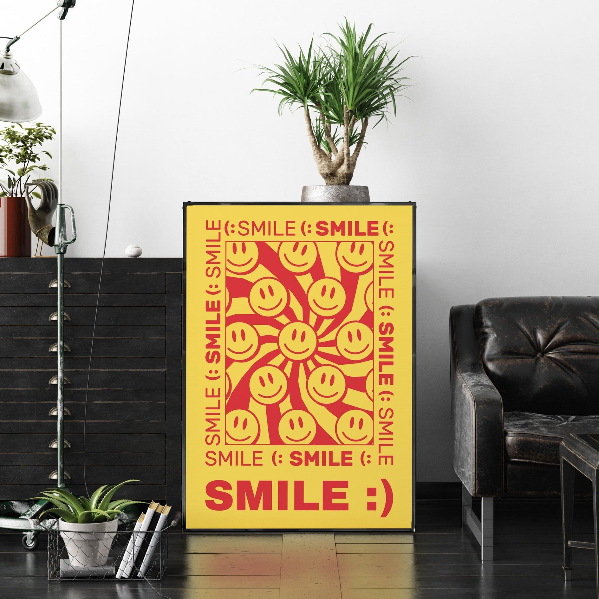 「SMILE (:」スマイルモチーフグラフィックアートポスター - Ink Jp