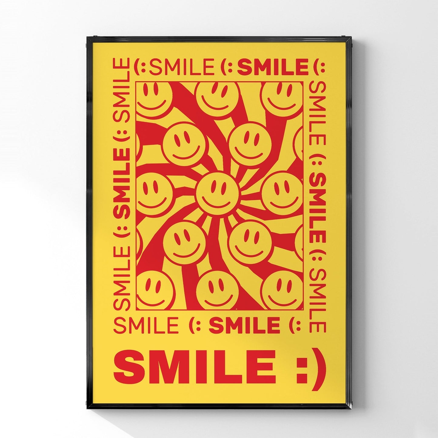 「SMILE (:」スマイルモチーフグラフィックアートポスター - Ink Jp