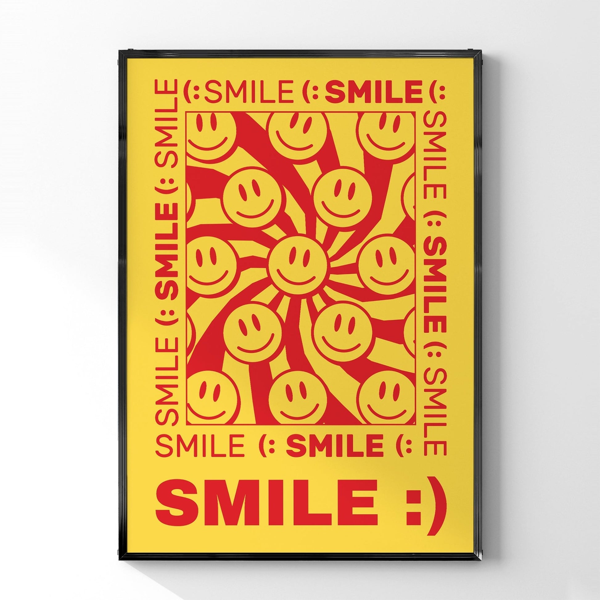 「SMILE (:」スマイルモチーフグラフィックアートポスター - Ink Jp