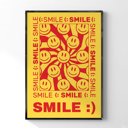 「SMILE (:」スマイルモチーフグラフィックアートポスター - Ink Jp