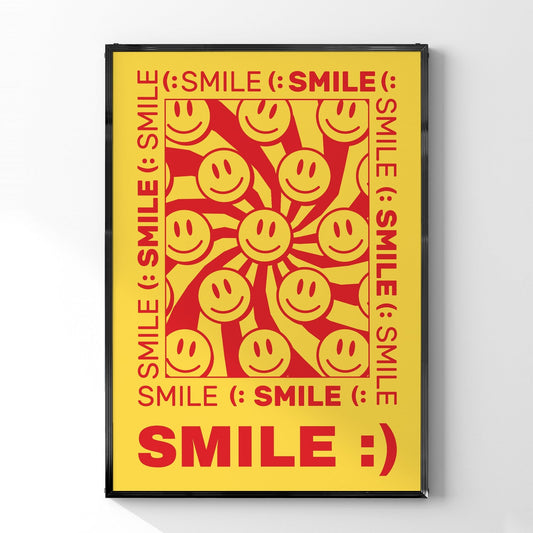 「SMILE (:」スマイルモチーフグラフィックアートポスター - Ink Jp