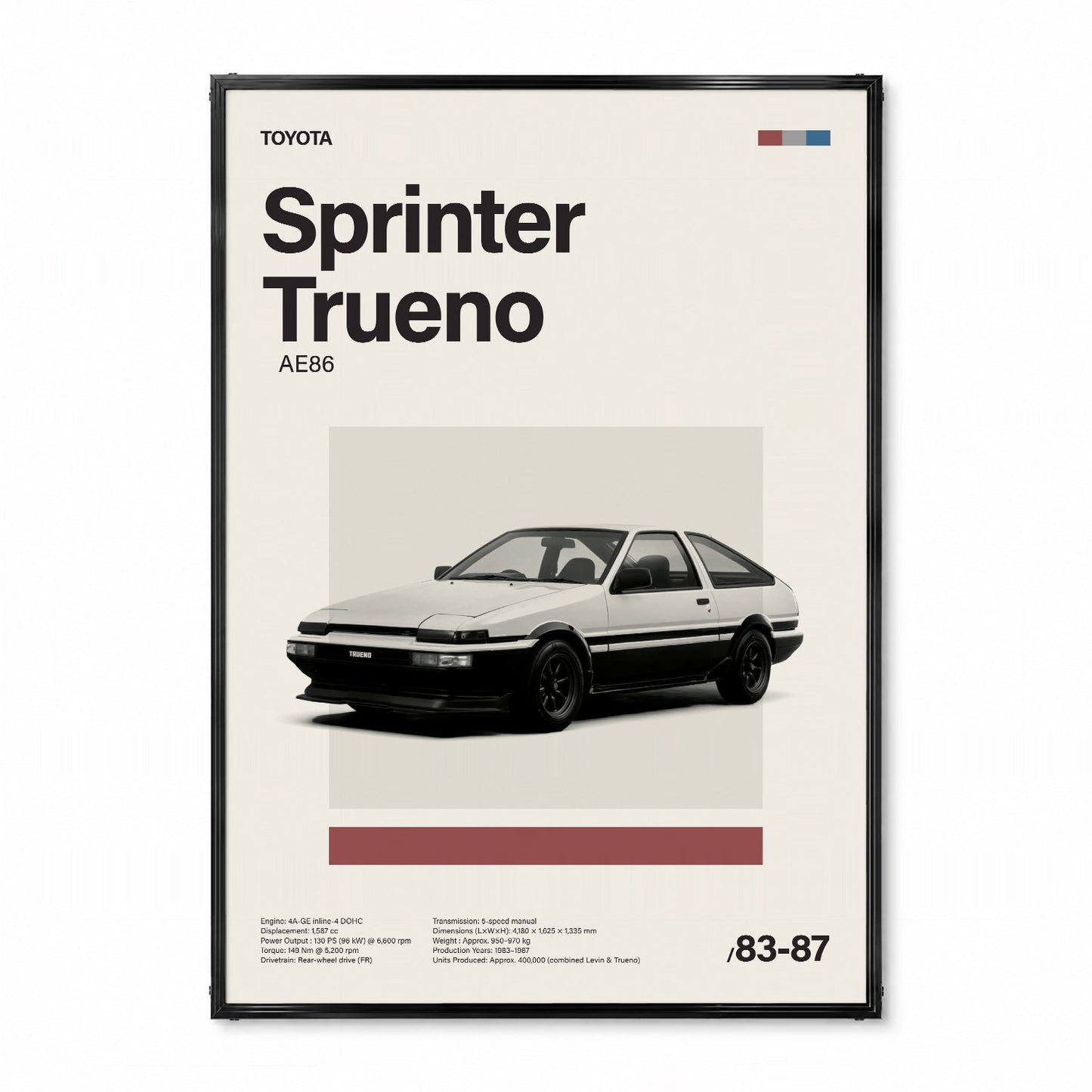 Sprinter Trueno AE86 ミニマリストアートポスター - Ink Jp
