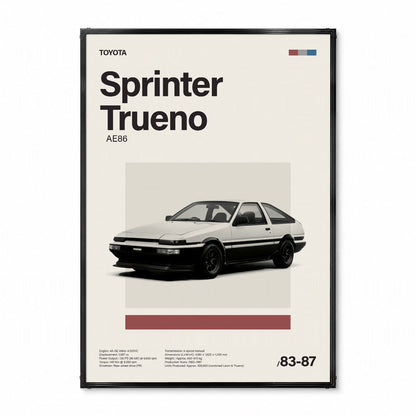Sprinter Trueno AE86 ミニマリストアートポスター - Ink Jp