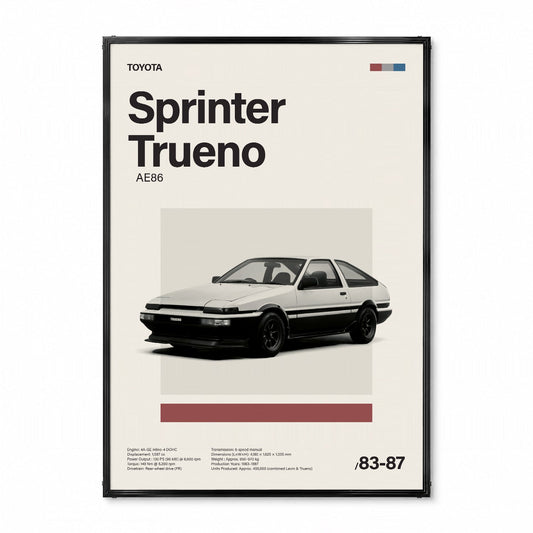Sprinter Trueno AE86 ミニマリストアートポスター - Ink Jp