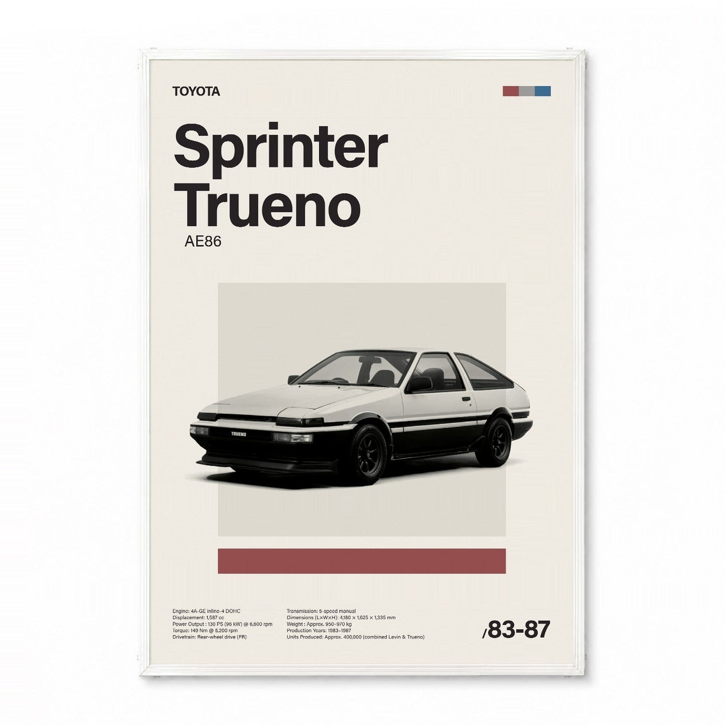 Sprinter Trueno AE86 ミニマリストアートポスター - Ink Jp