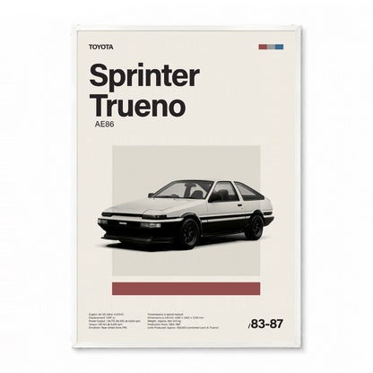 Sprinter Trueno AE86 ミニマリストアートポスター - Ink Jp