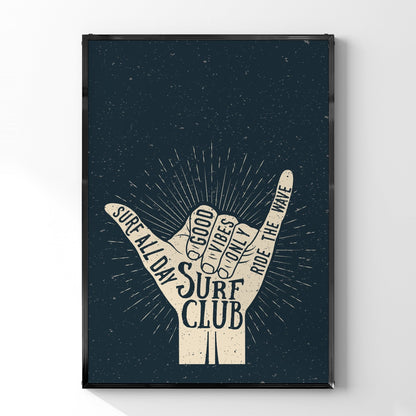 「Surf Club」サーフカルチャーグラフィックアートポスター - Ink Jp