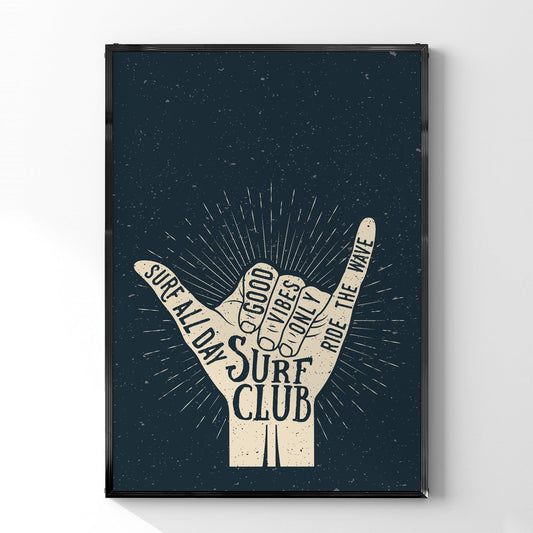 「Surf Club」サーフカルチャーグラフィックアートポスター - Ink Jp