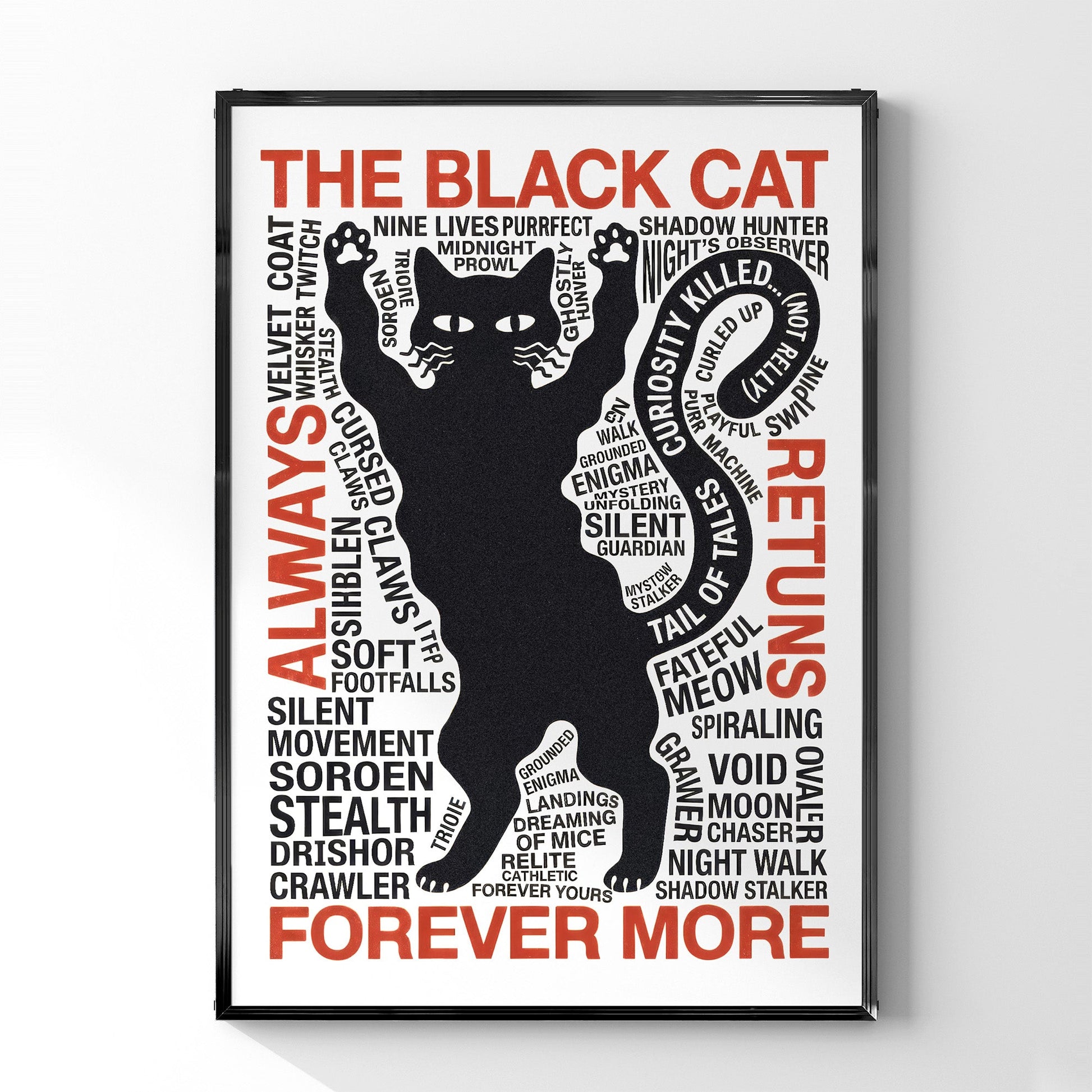 「THE BLACK CAT」タイポグラフィポスター - Ink Jp