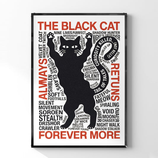 「THE BLACK CAT」タイポグラフィポスター - Ink Jp
