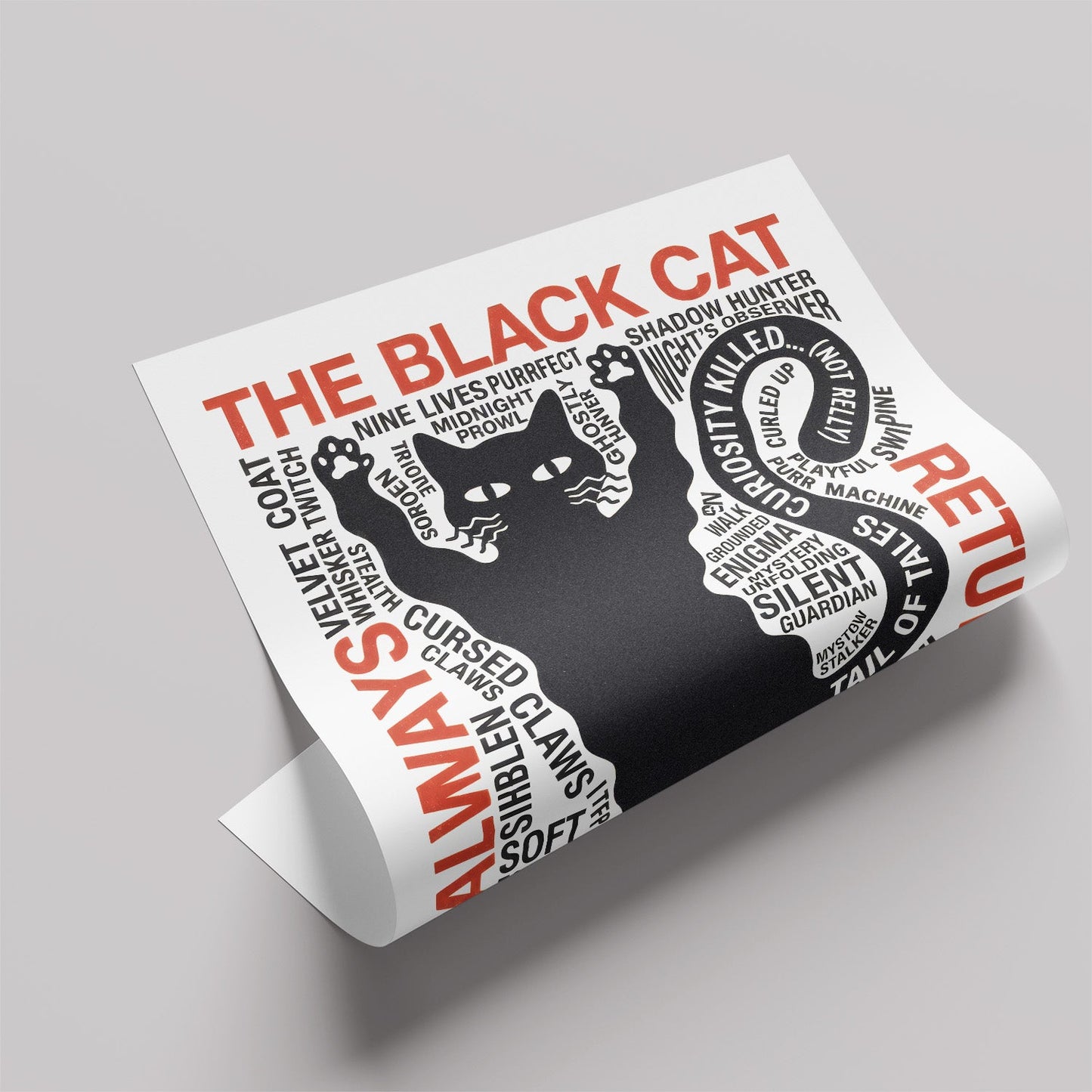 「THE BLACK CAT」タイポグラフィポスター - Ink Jp