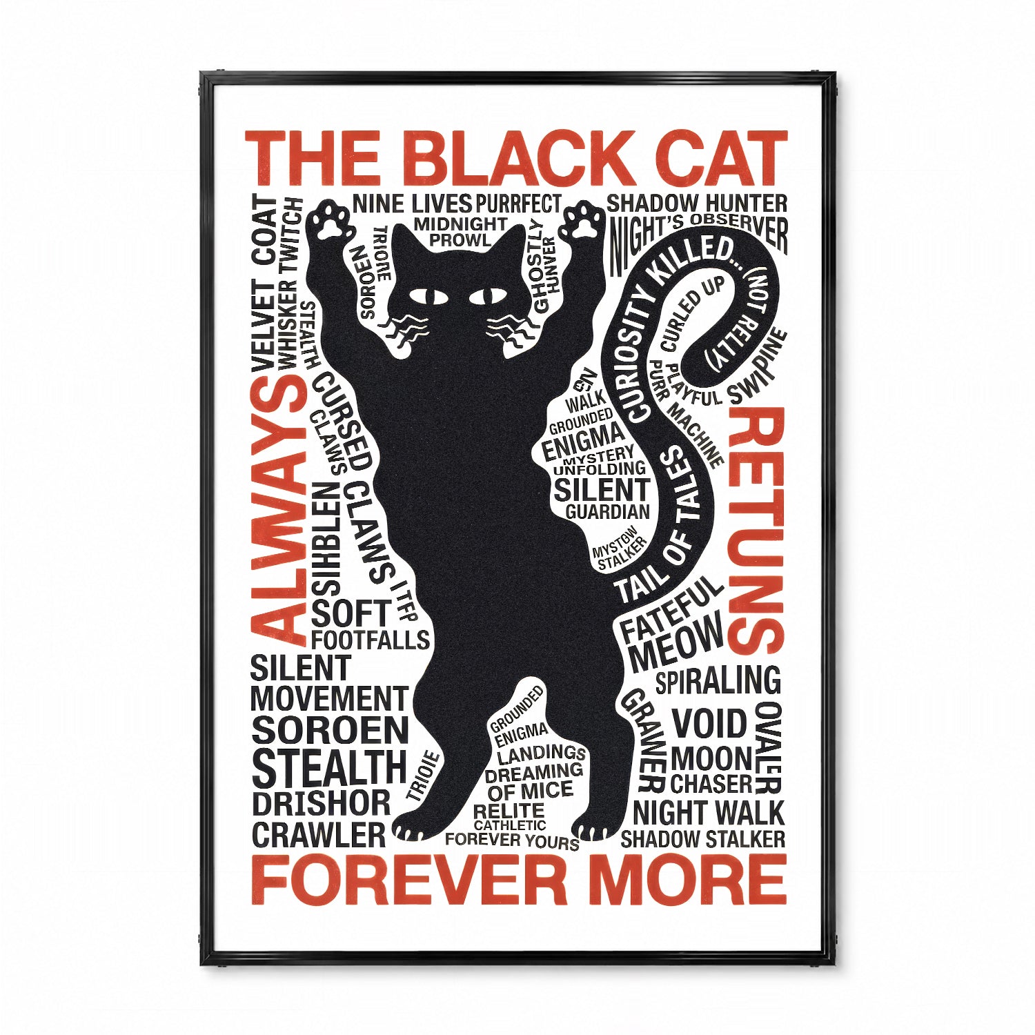 「THE BLACK CAT」タイポグラフィポスター - Ink Jp