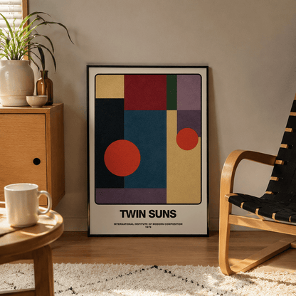 「TWIN SUNS」ミッドセンチュリーモダンポスター - Ink Jp