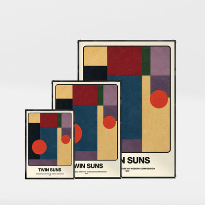 「TWIN SUNS」ミッドセンチュリーモダンポスター - Ink Jp